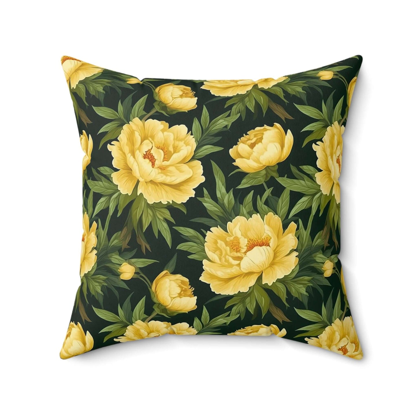 Peony Floral Botanical Square Pillow