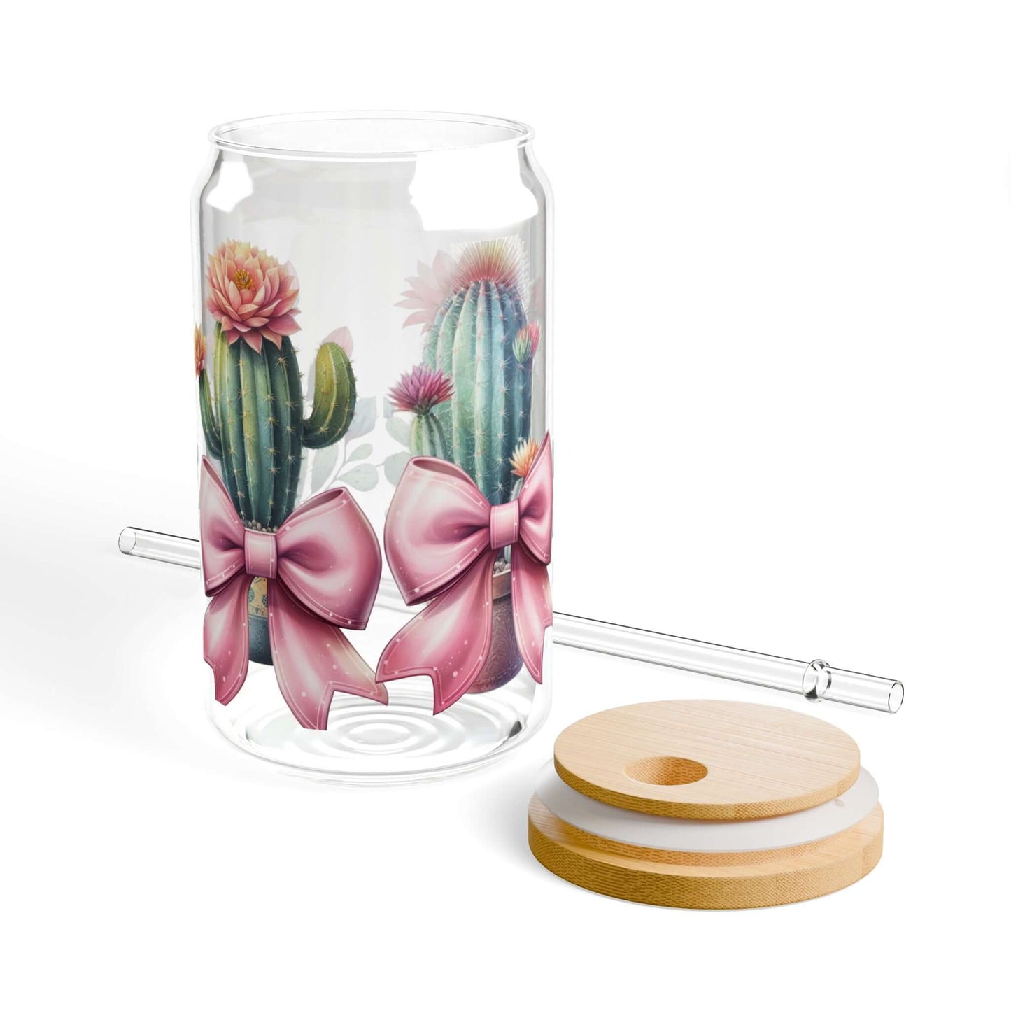 Pink Coquette Cactus Coffee Glass Tumbler - JOURNAL VENUE