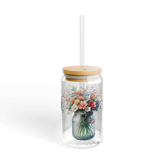 Spring Floral Vase Coffee Glass Tumbler - JOURNAL VENUE