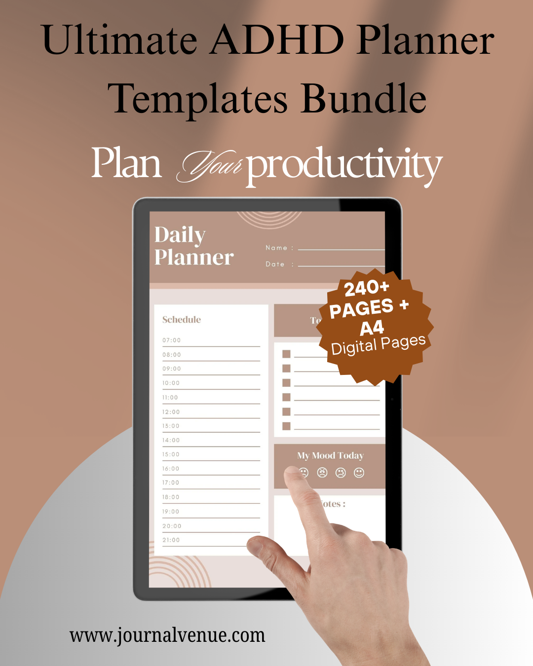 ADHD Planner Bundle 240+ Pages | Printable PDF Templates for Organization & Wellness - Journal Venue