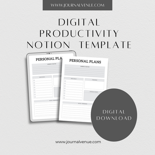 Digital Productivity Dashboard Notion Template Bundle - JOURNAL VENUE