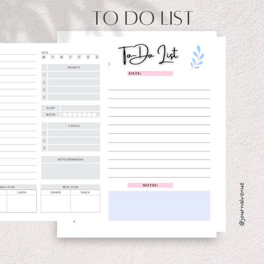 Printable To Do List and Digital Notebooks - JOURNAL VENUE