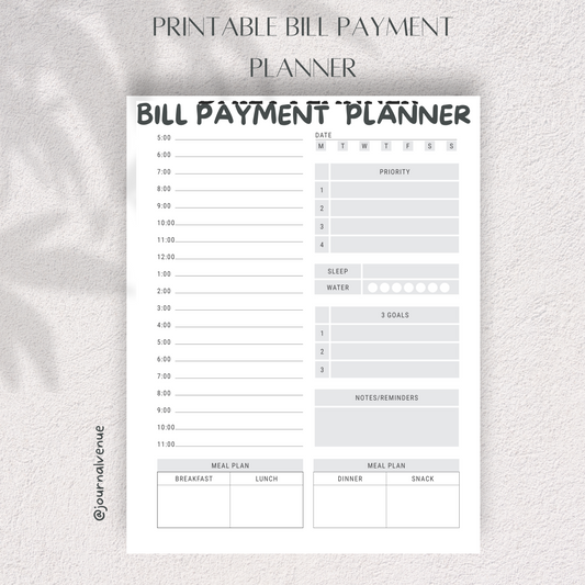 Printable Bill Payments Planner - JOURNAL VENUE