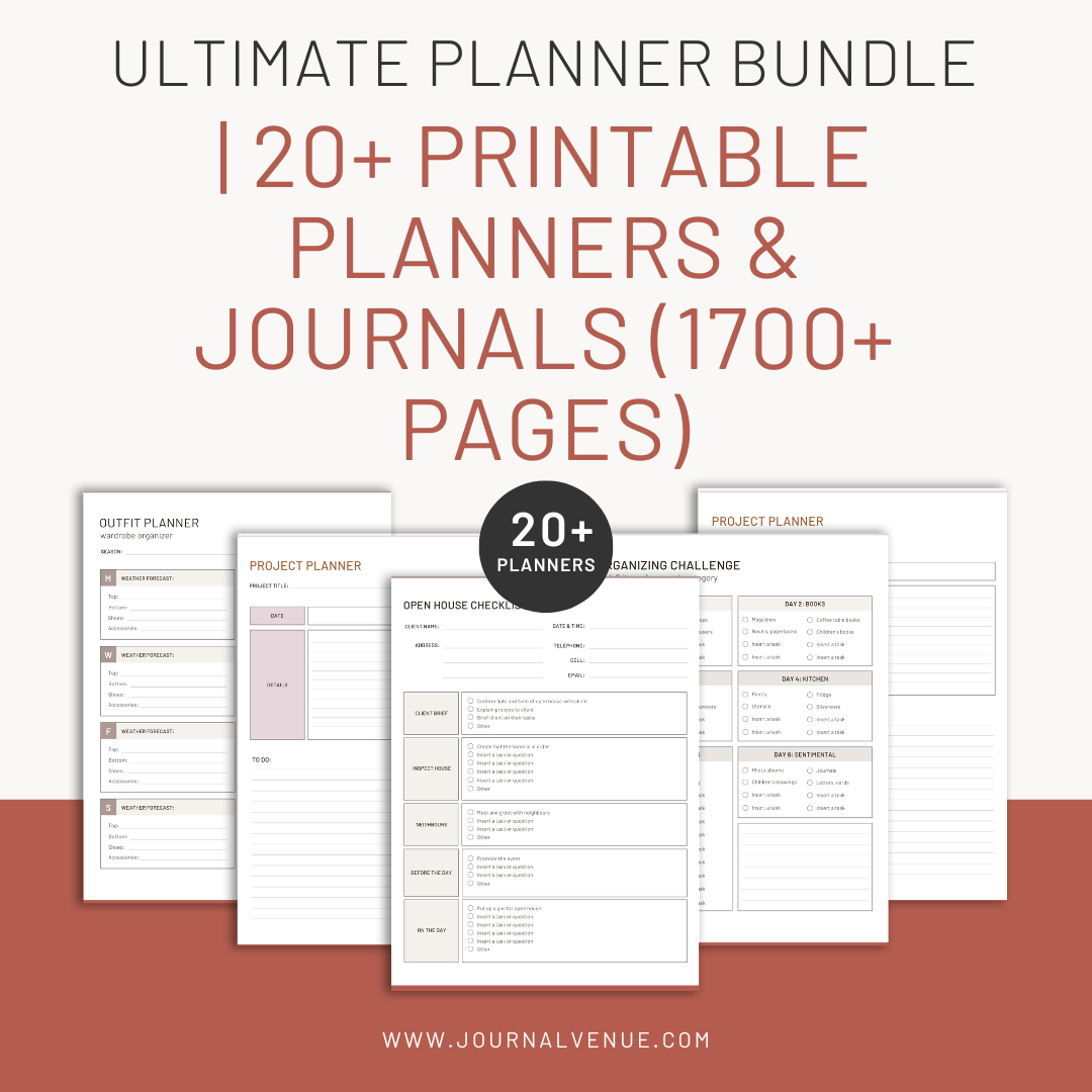 Ultimate Planner Bundle | 20+ Printable Planners & Journals (1700+ Pages) - Journal Venue