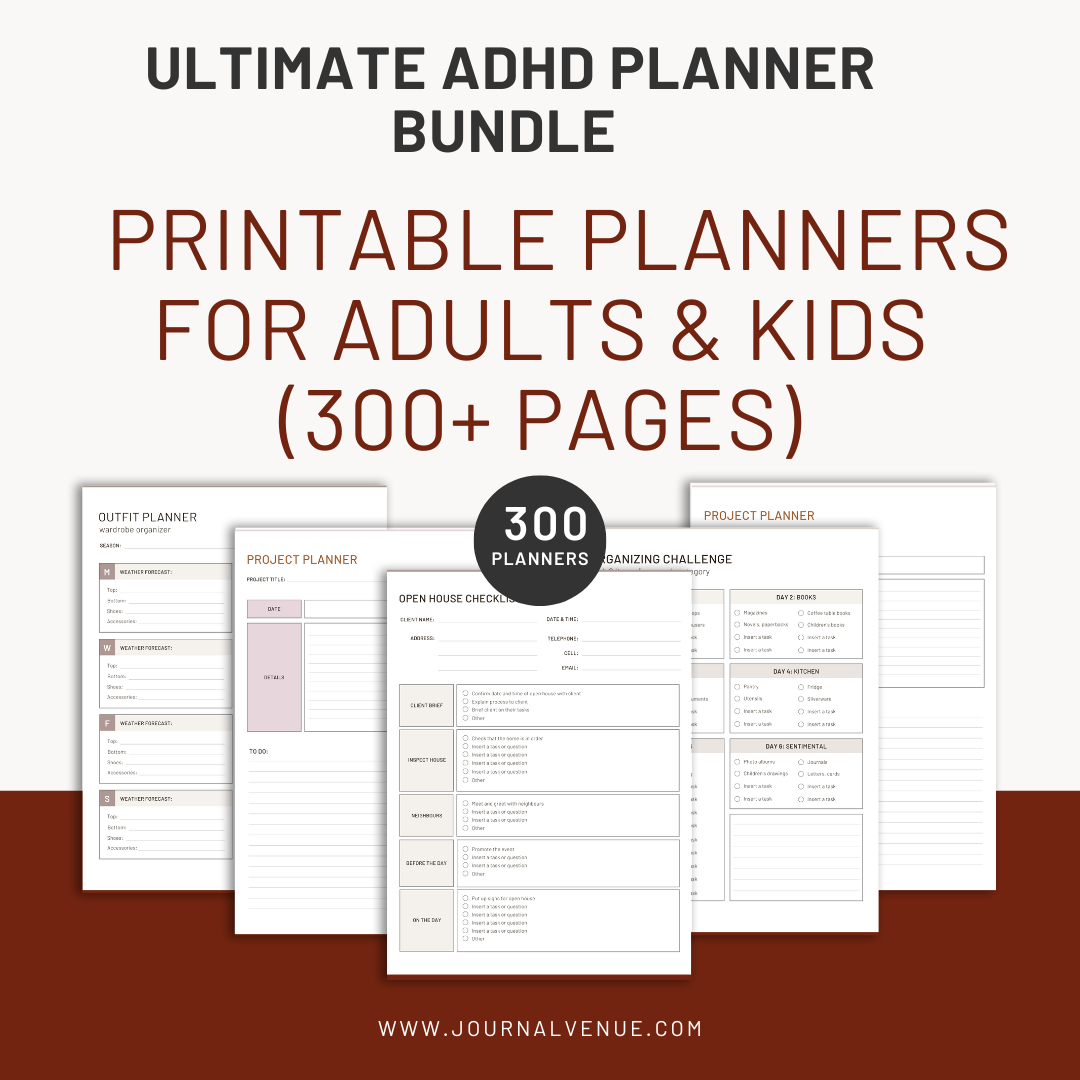 Ultimate ADHD Planner Bundle | 8 Printable Planners for Adults & Kids (300+ Pages) - Journal Venue