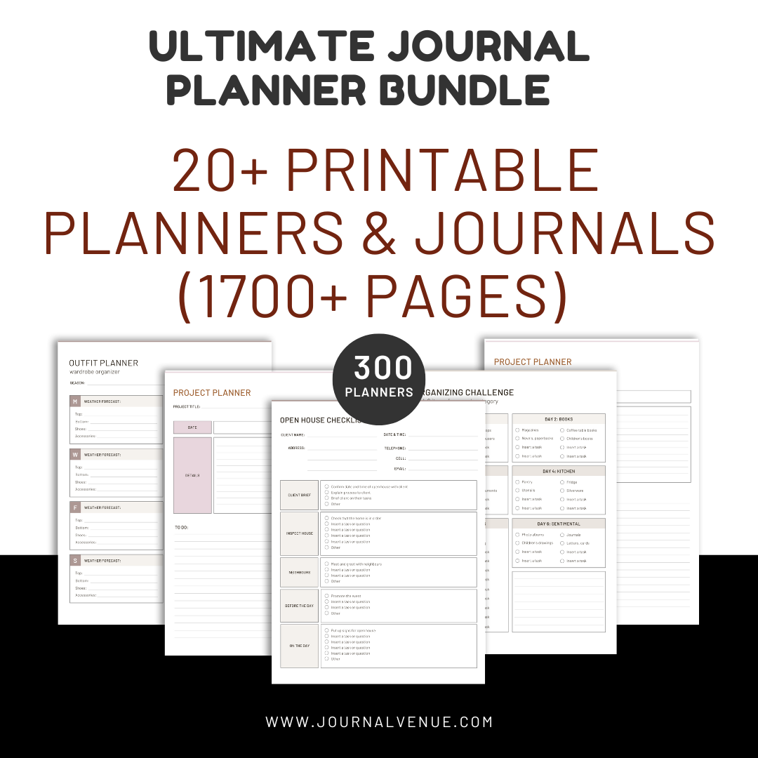 Ultimate Planner & Journal Bundle – 20+ Premium Printable Templates (1700+ Pages)