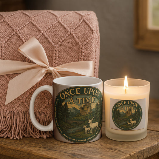Once Upon a Time Candle with Mug & Blanket Gift Set