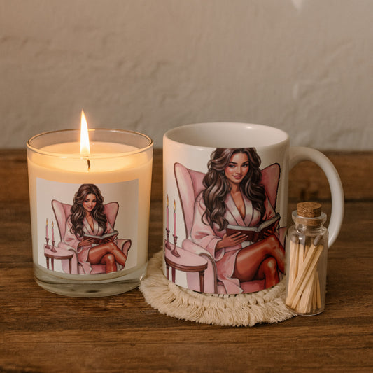 Reading Girl Candle & Mug Gift Set