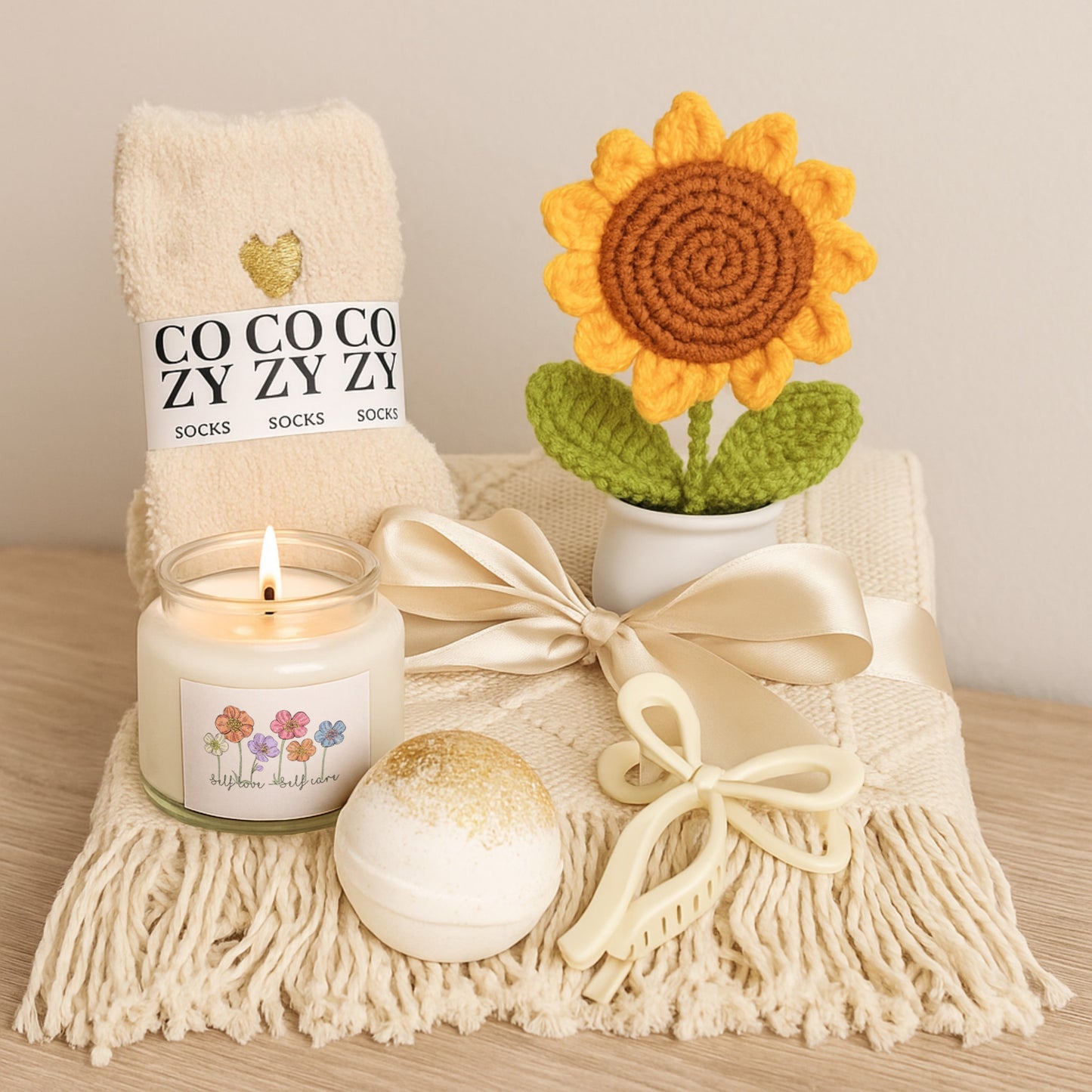 Self Love Self Care Candle & Sunflower Gift Set