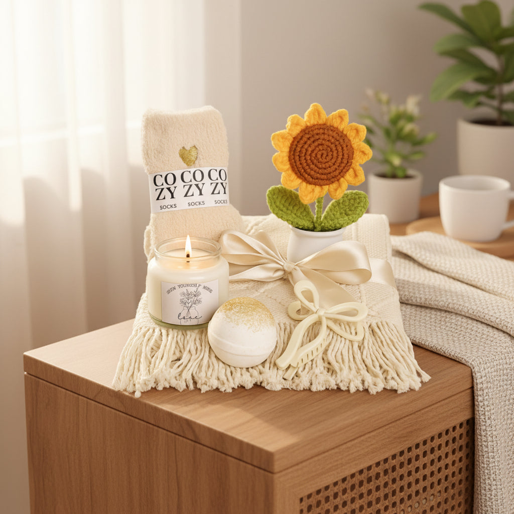 Show Yourself More Love Candle & Sunflower Gift Set