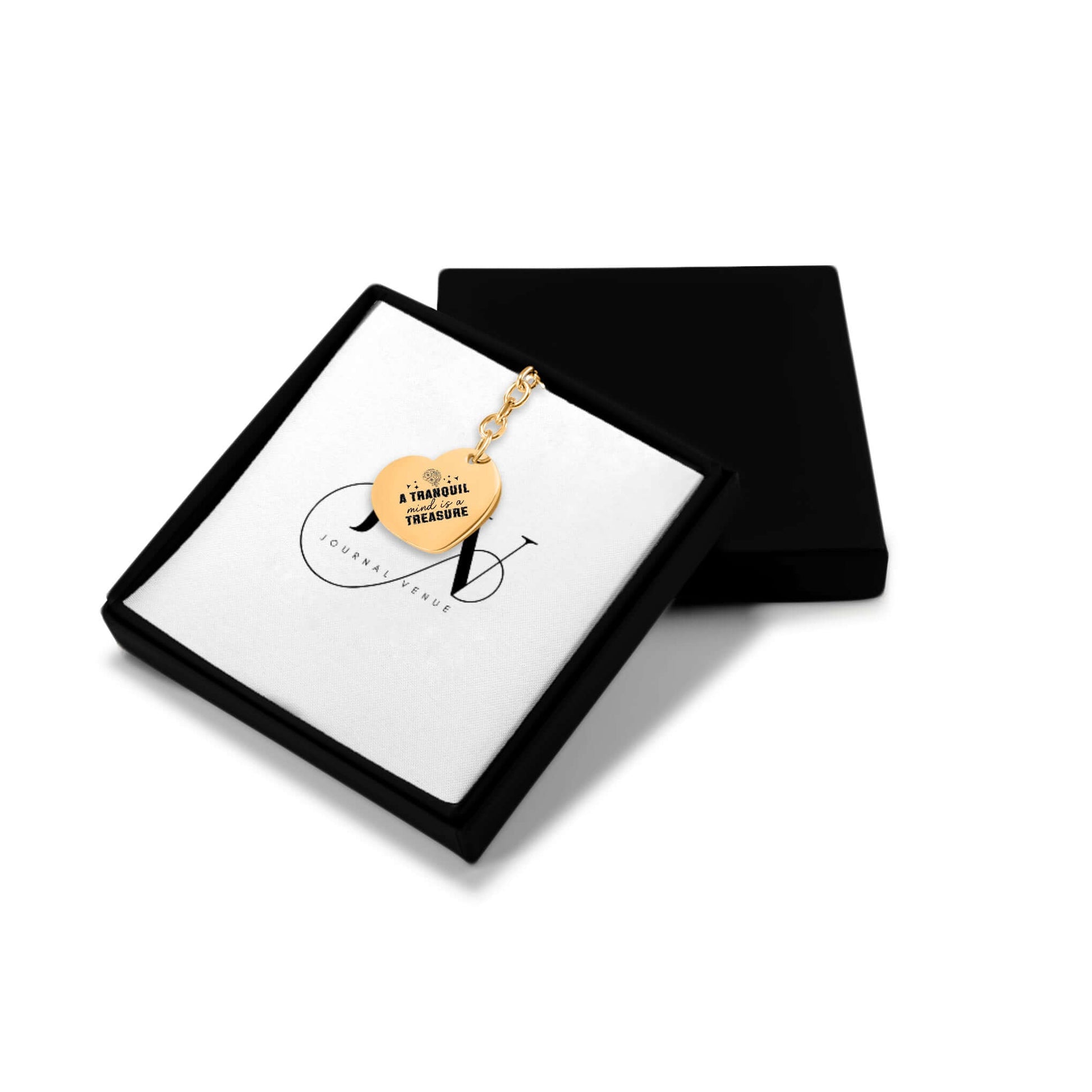 A tranquil mind is a treasure Heart Keychain