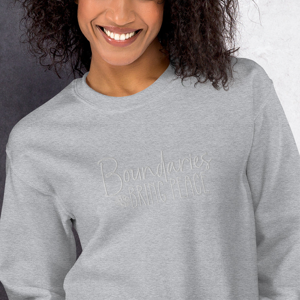 Boundaries Bring Peace Embroidered Sweatshirt - JOURNAL VENUE